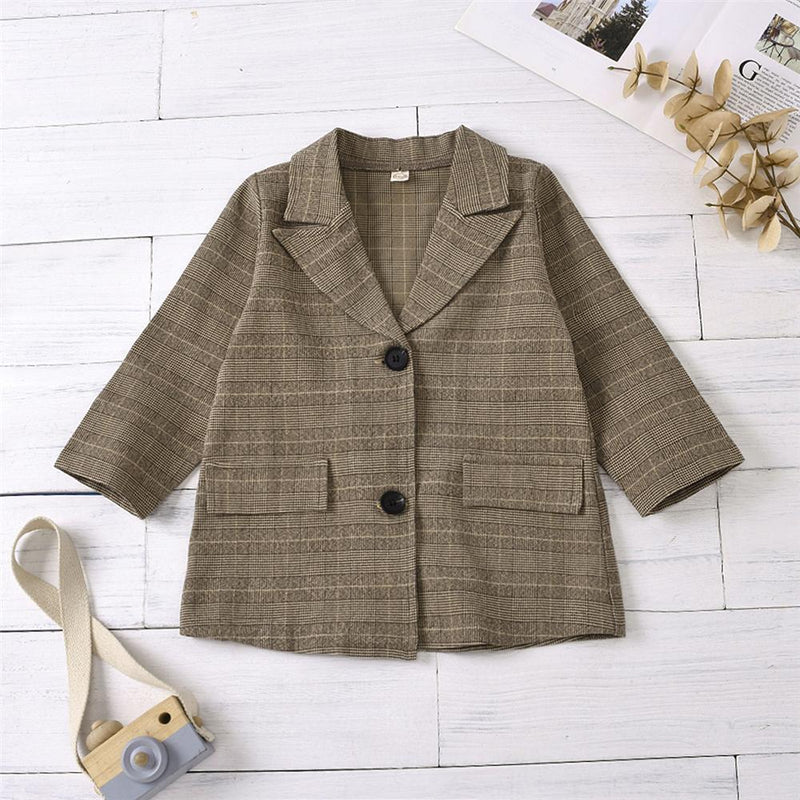 Unisex Long Sleeve Plaid Button Coat Cheap Childrens Clothes Wholesale - PrettyKid