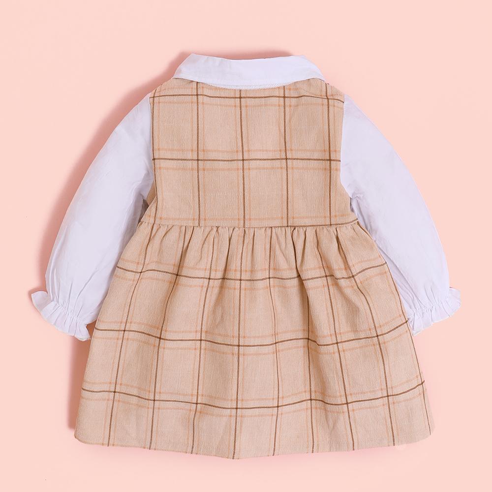 Baby Girls Long Sleeve Plaid Doll Collar Dress Buying Baby Clothes In Bulk - PrettyKid
