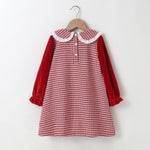 Girls Long Sleeve Plaid Doll Collar Pocket Dress Baby Girl clothing Wholesale - PrettyKid