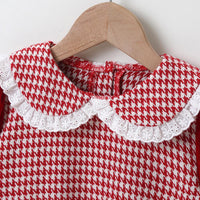 Girls Long Sleeve Plaid Doll Collar Pocket Dress Baby Girl clothing Wholesale - PrettyKid