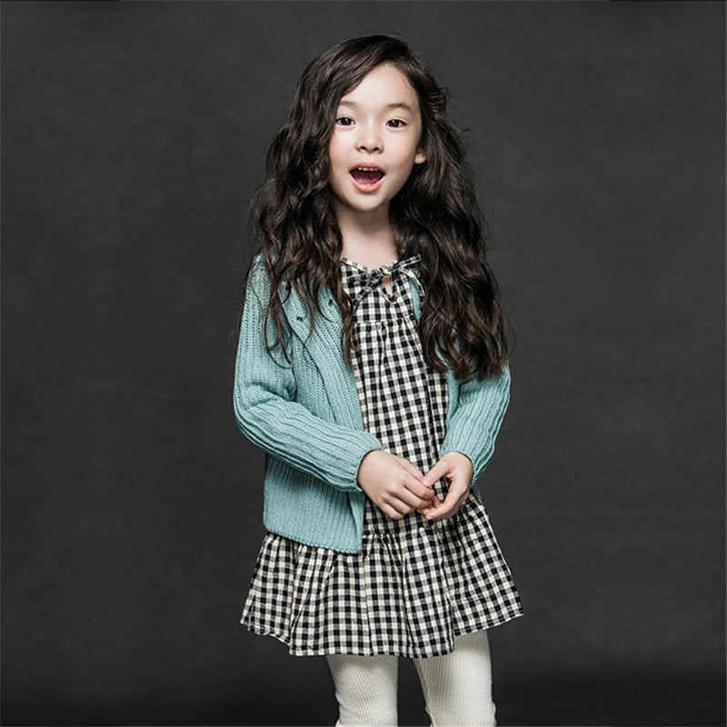 Girls Long Sleeve Plaid Sweet Princess Dress - PrettyKid