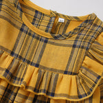 Baby Girls Long Sleeve Plaid Yellow Dress Wholesale Baby Clothes - PrettyKid