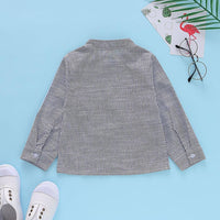 Boys Long Sleeve Pocket Striped Cotton Button Shirt Boy Wholesale Clothing - PrettyKid