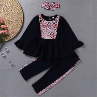 Toddler Girls Long Sleeve Print Top & Pants & Headband Wholesale Girls - PrettyKid
