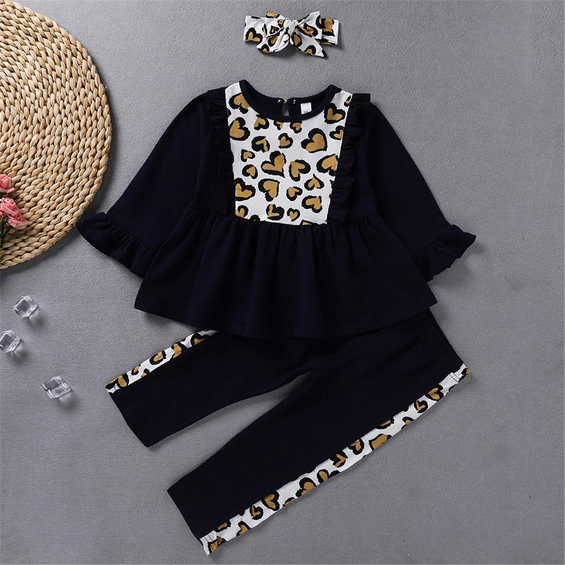 Toddler Girls Long Sleeve Print Top & Pants & Headband Wholesale Girls - PrettyKid