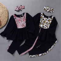 Toddler Girls Long Sleeve Print Top & Pants & Headband Wholesale Girls - PrettyKid