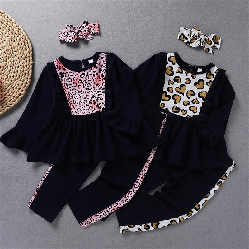 Toddler Girls Long Sleeve Print Top & Pants & Headband Wholesale Girls - PrettyKid
