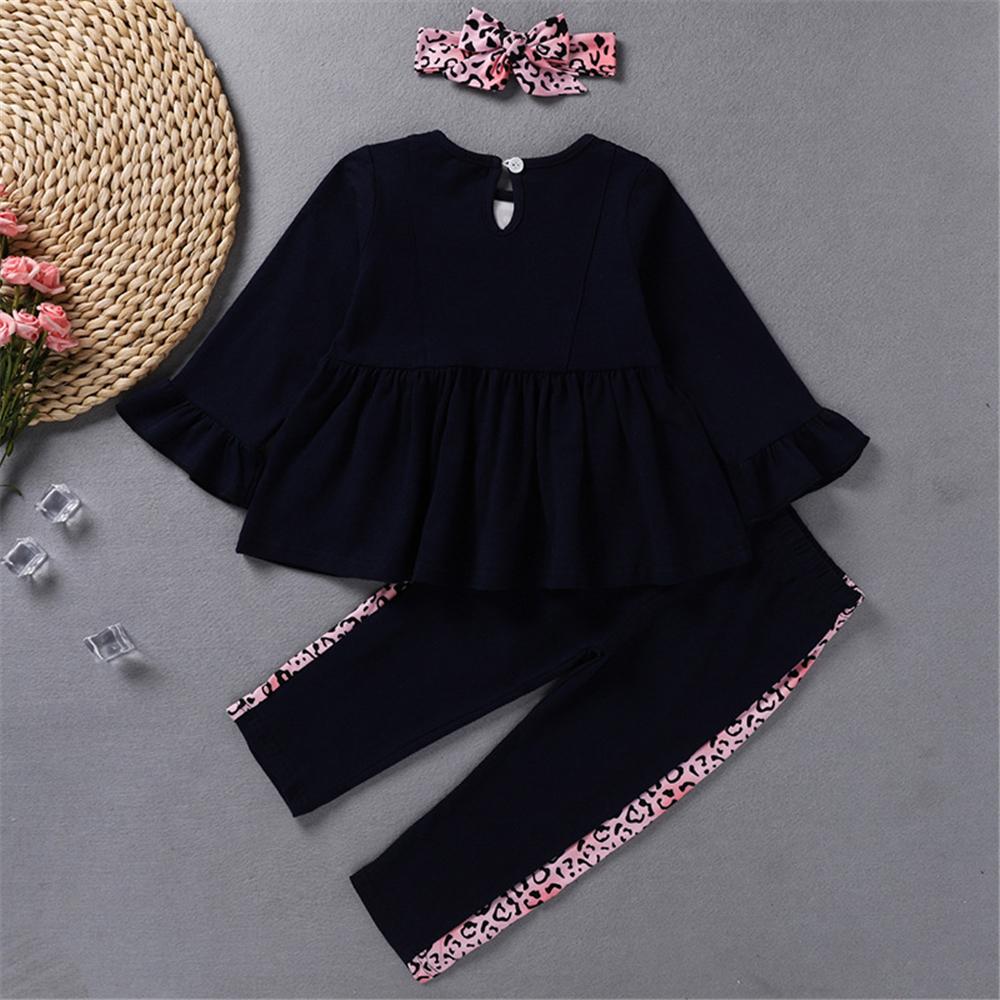 Toddler Girls Long Sleeve Print Top & Pants & Headband Wholesale Girls - PrettyKid