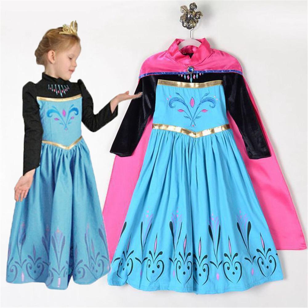 Girls Long Sleeve Printed Princess Dress & Cloak - PrettyKid