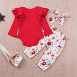 Baby Girls Long Sleeve Romper & Pants & Headband Wholesale Clothing Baby - PrettyKid