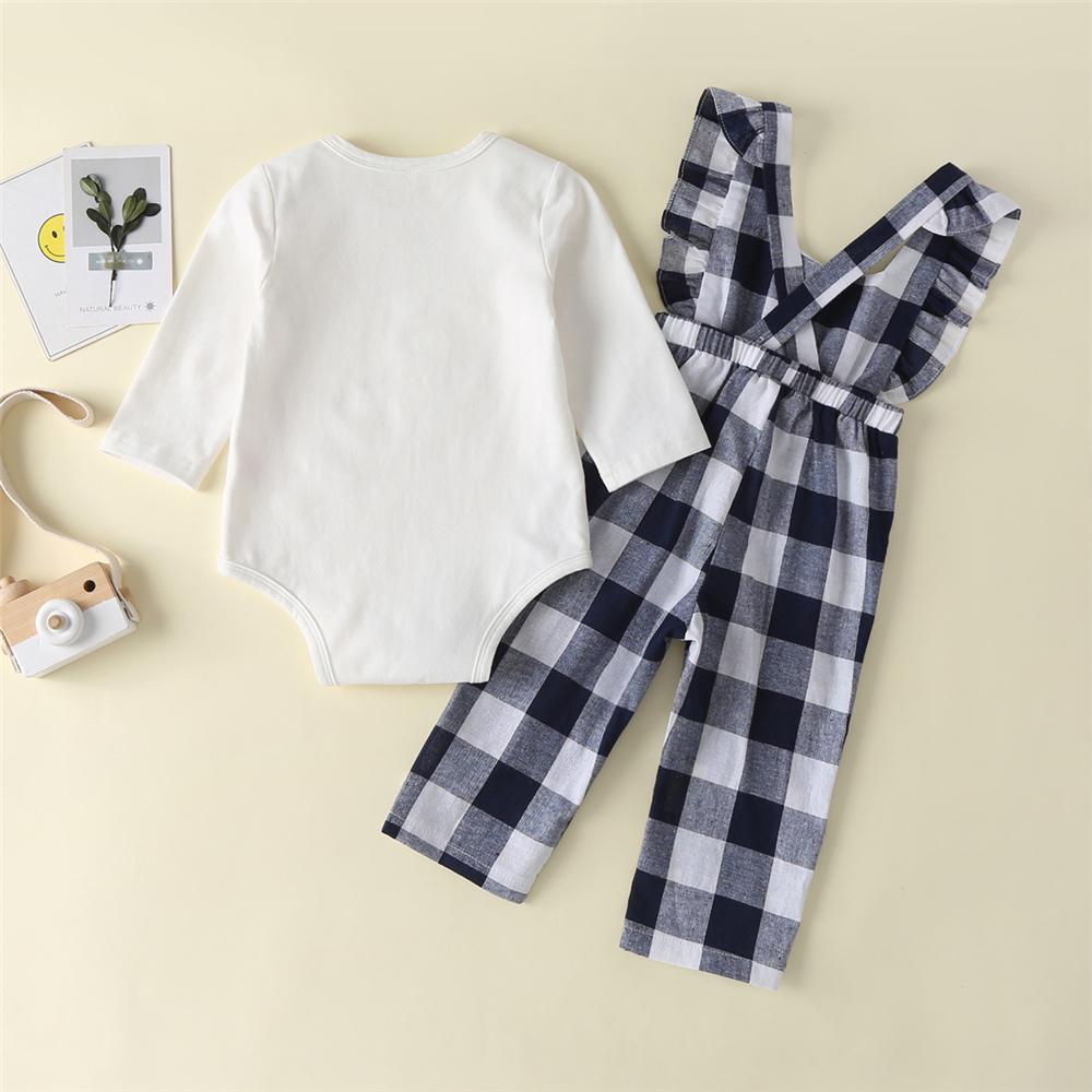 Baby Girls Long Sleeve Romper & Plaid Jumpsuit Baby Boutique Wholesale - PrettyKid