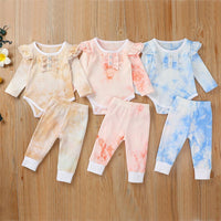 Baby Girls Long Sleeve Ruffle Tie Dye Tops & Pants - PrettyKid