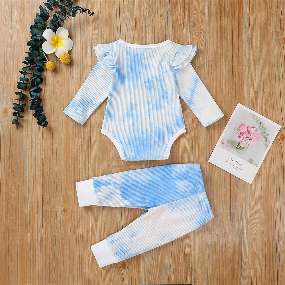 Baby Girls Long Sleeve Ruffle Tie Dye Tops & Pants - PrettyKid