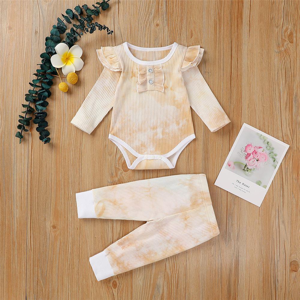 Baby Girls Long Sleeve Ruffle Tie Dye Tops & Pants - PrettyKid