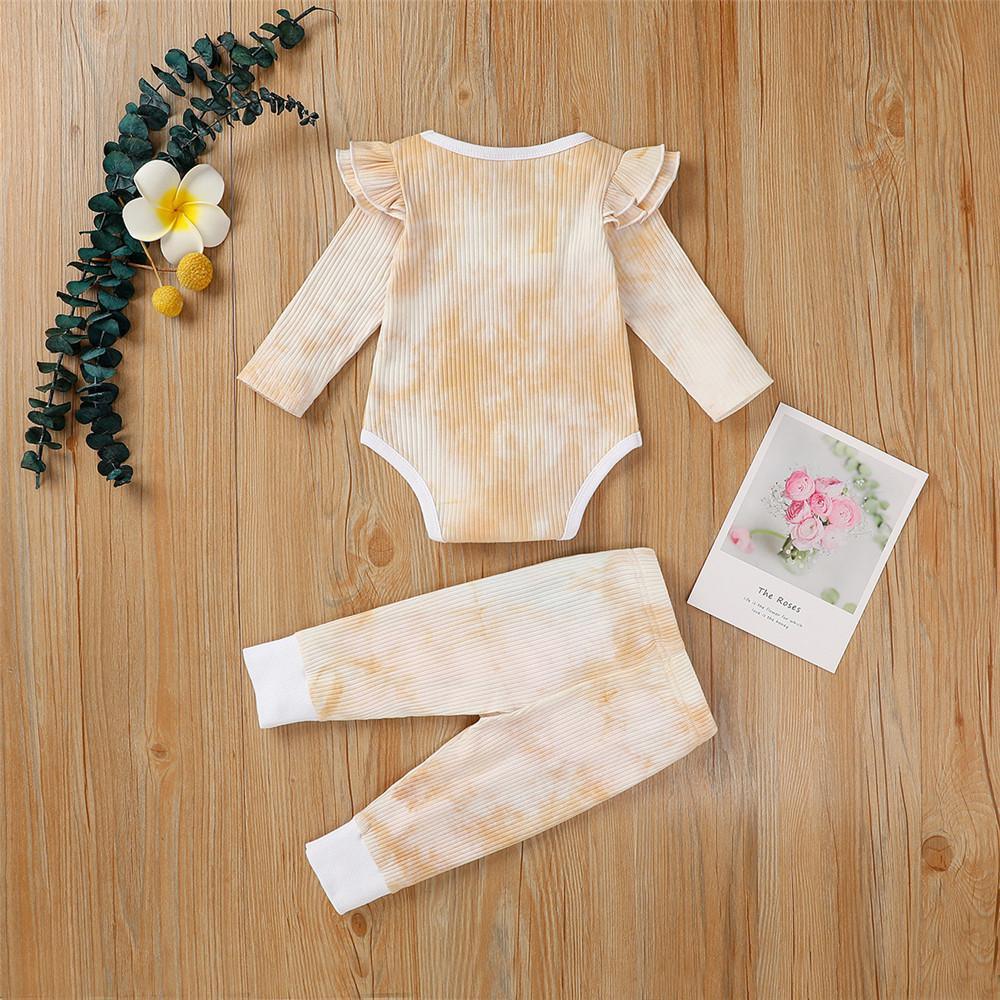 Baby Girls Long Sleeve Ruffle Tie Dye Tops & Pants - PrettyKid