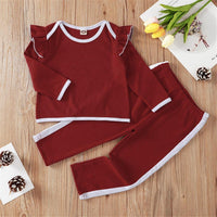 Baby Girls Long Sleeve Ruffled Top & Trousers Baby Wholesale Clothing - PrettyKid