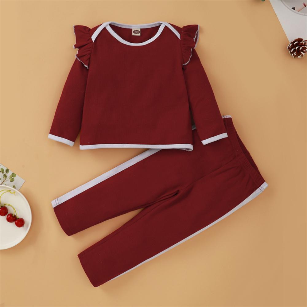 Baby Girls Long Sleeve Ruffled Top & Trousers Baby Wholesale Clothing - PrettyKid