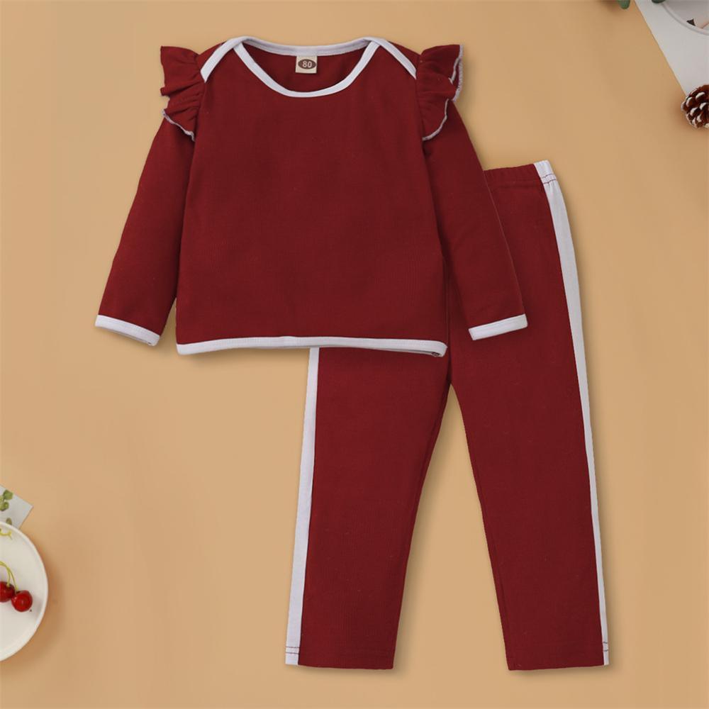 Baby Girls Long Sleeve Ruffled Top & Trousers Baby Wholesale Clothing - PrettyKid