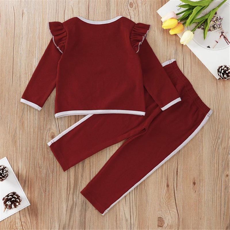 Baby Girls Long Sleeve Ruffled Top & Trousers Baby Wholesale Clothing - PrettyKid