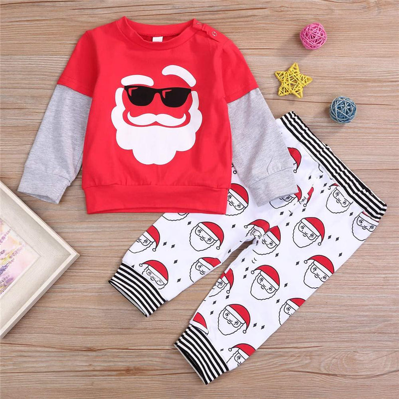 Boys Long Sleeve Santa Claus Top & Trousers Wholesale Toddler Boy Clothing - PrettyKid