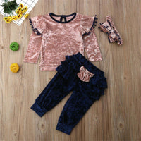 Girls Long Sleeve Soft Top & Bow Trousers & Headband Wholesale Girls - PrettyKid