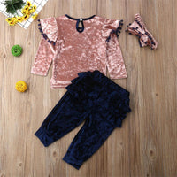 Girls Long Sleeve Soft Top & Bow Trousers & Headband Wholesale Girls - PrettyKid