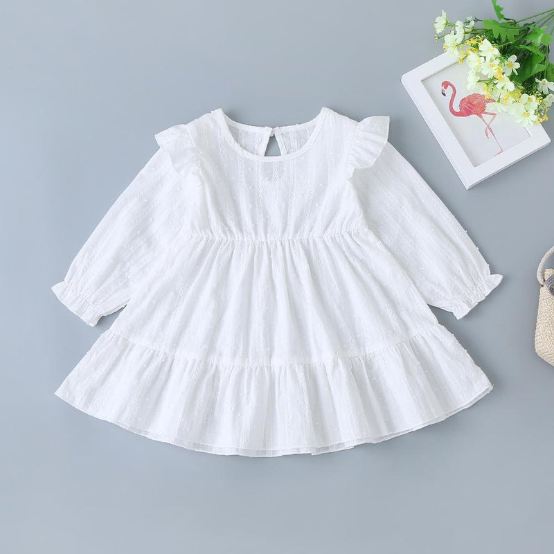 Baby Girls Long Sleeve Solid Casual Dress - PrettyKid