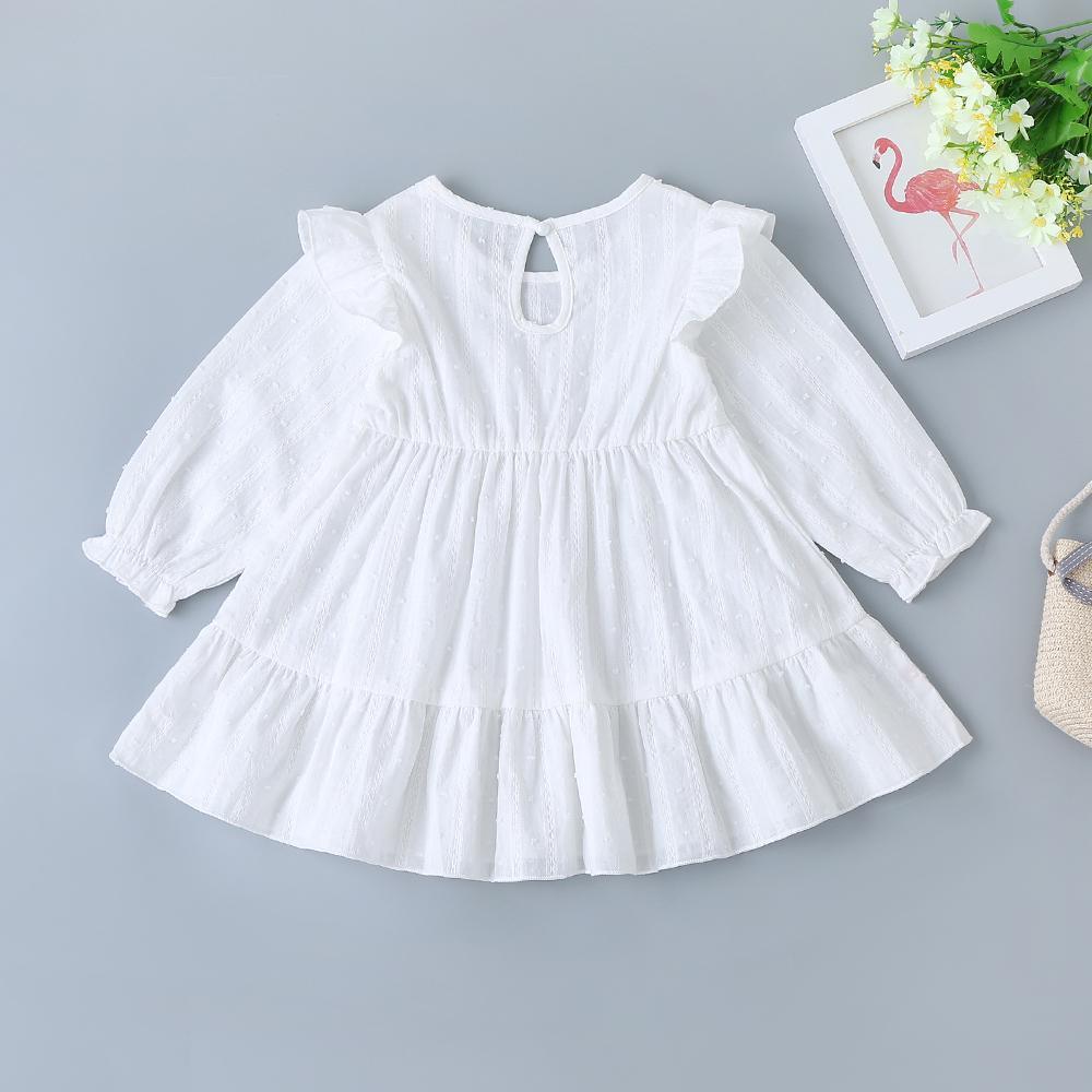 Baby Girls Long Sleeve Solid Casual Dress - PrettyKid