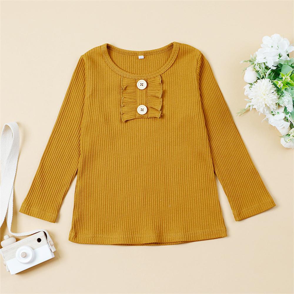 Girls Long Sleeve Solid Casual T-shirt Girls Clothing Wholesale - PrettyKid