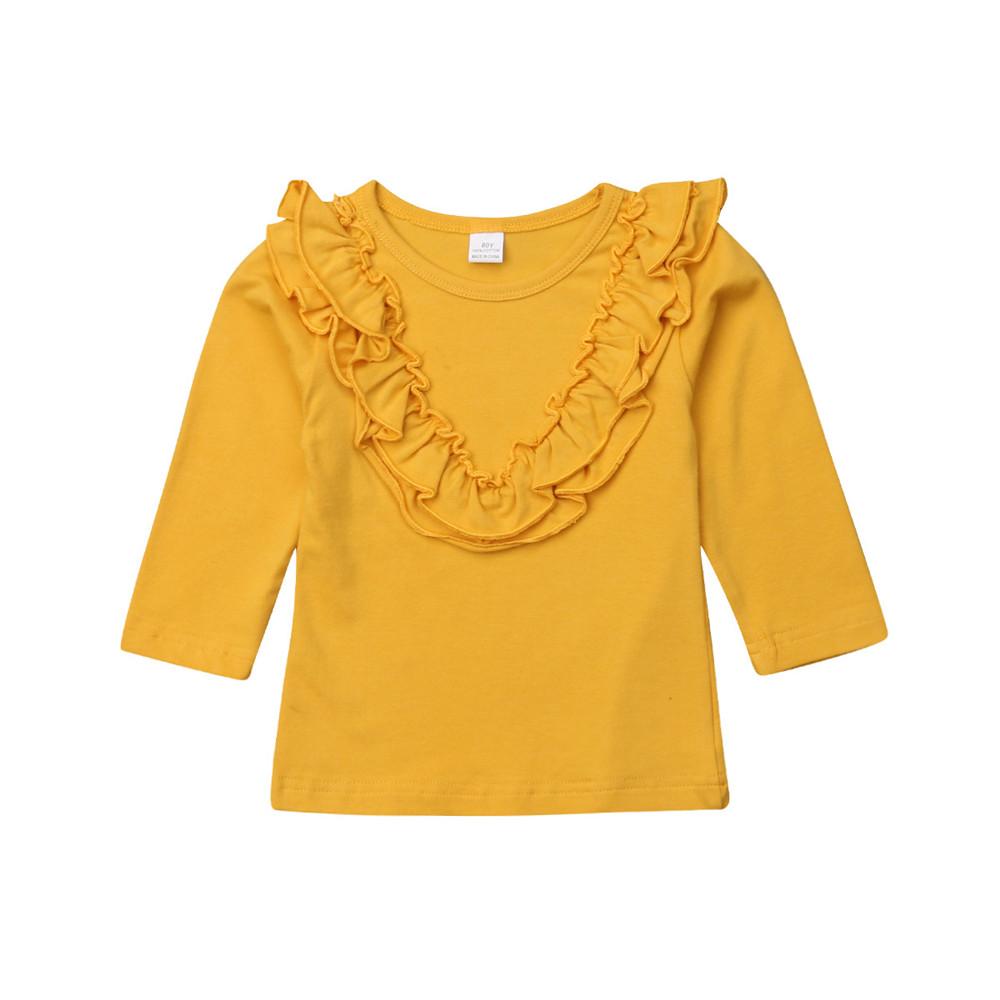 Girls Long Sleeve Solid Casual Tops - PrettyKid