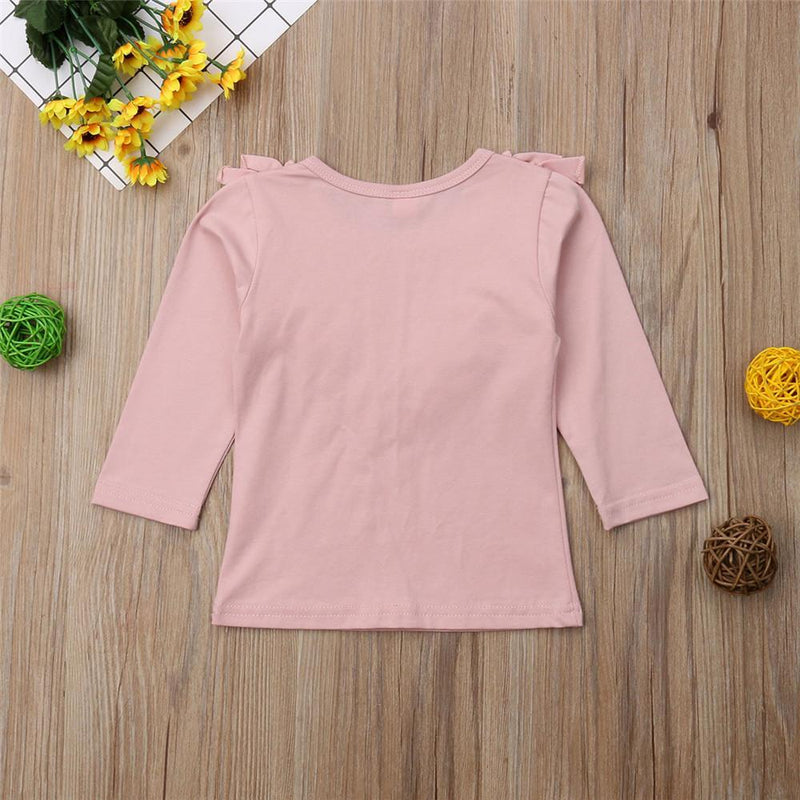 Girls Long Sleeve Solid Casual Tops - PrettyKid