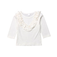 Girls Long Sleeve Solid Casual Tops - PrettyKid