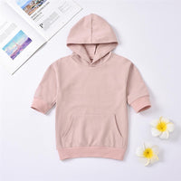 Girls Solid Color Hooded Casual Top Wholesale Little Girls Clothes - PrettyKid