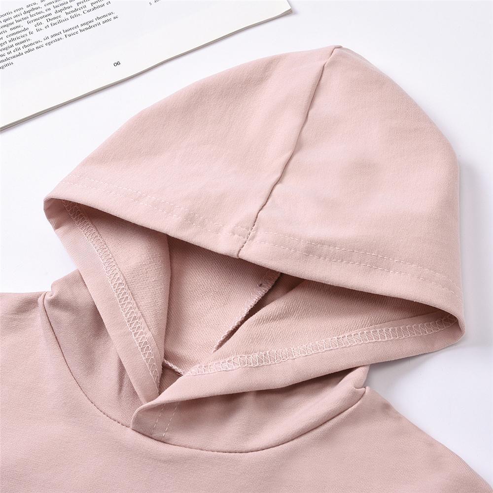 Girls Solid Color Hooded Casual Top Wholesale Little Girls Clothes - PrettyKid