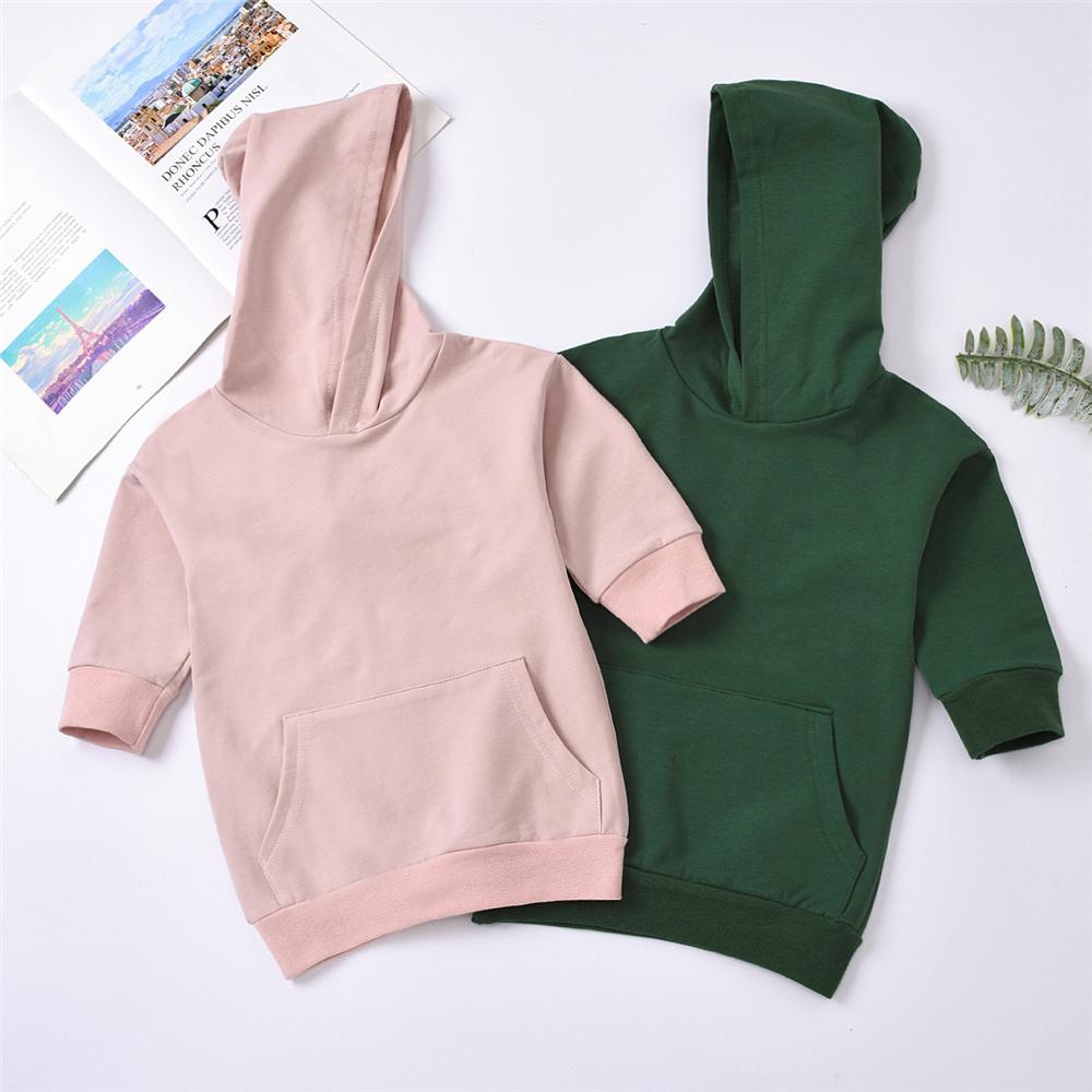 Girls Solid Color Hooded Casual Top Wholesale Little Girls Clothes - PrettyKid