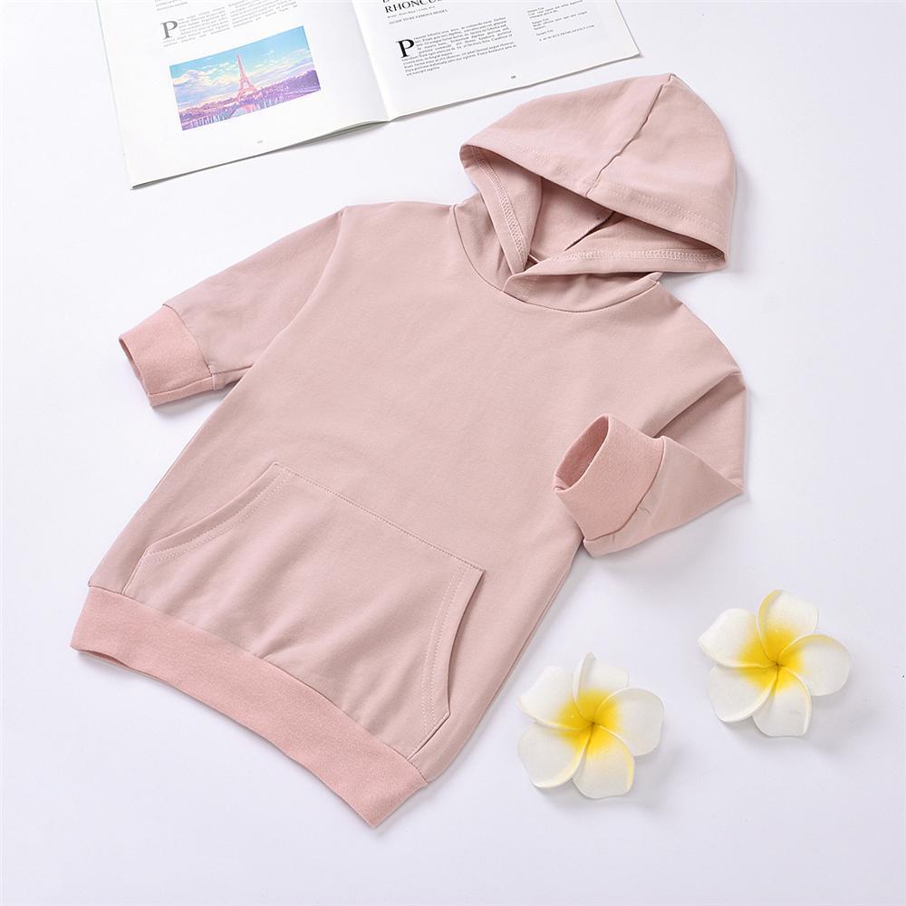 Girls Solid Color Hooded Casual Top Wholesale Little Girls Clothes - PrettyKid