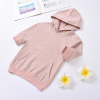 Girls Solid Color Hooded Casual Top Wholesale Little Girls Clothes - PrettyKid