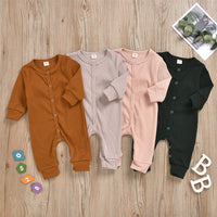 Baby Unisex Long Sleeve Solid Color Romper Wholesale Baby Clothes - PrettyKid