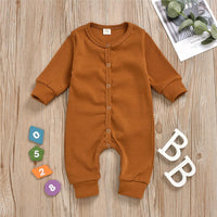 Baby Unisex Long Sleeve Solid Color Romper Wholesale Baby Clothes - PrettyKid