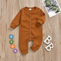 Baby Unisex Long Sleeve Solid Color Romper Wholesale Baby Clothes - PrettyKid