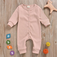 Baby Unisex Long Sleeve Solid Color Romper Wholesale Baby Clothes - PrettyKid