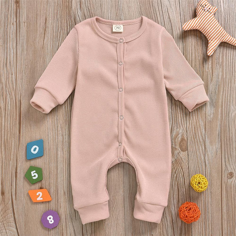Baby Unisex Long Sleeve Solid Color Romper Wholesale Baby Clothes - PrettyKid
