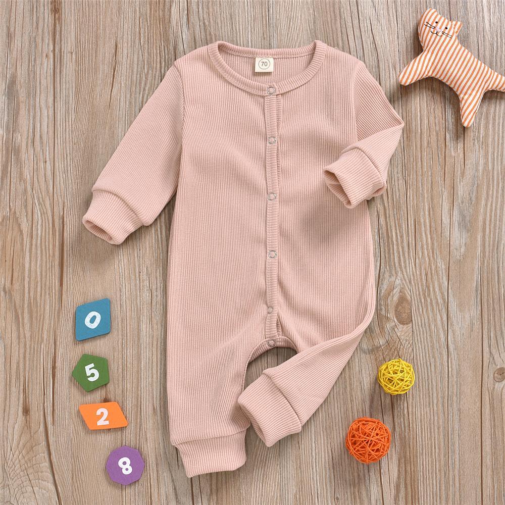 Baby Unisex Long Sleeve Solid Color Romper Wholesale Baby Clothes - PrettyKid