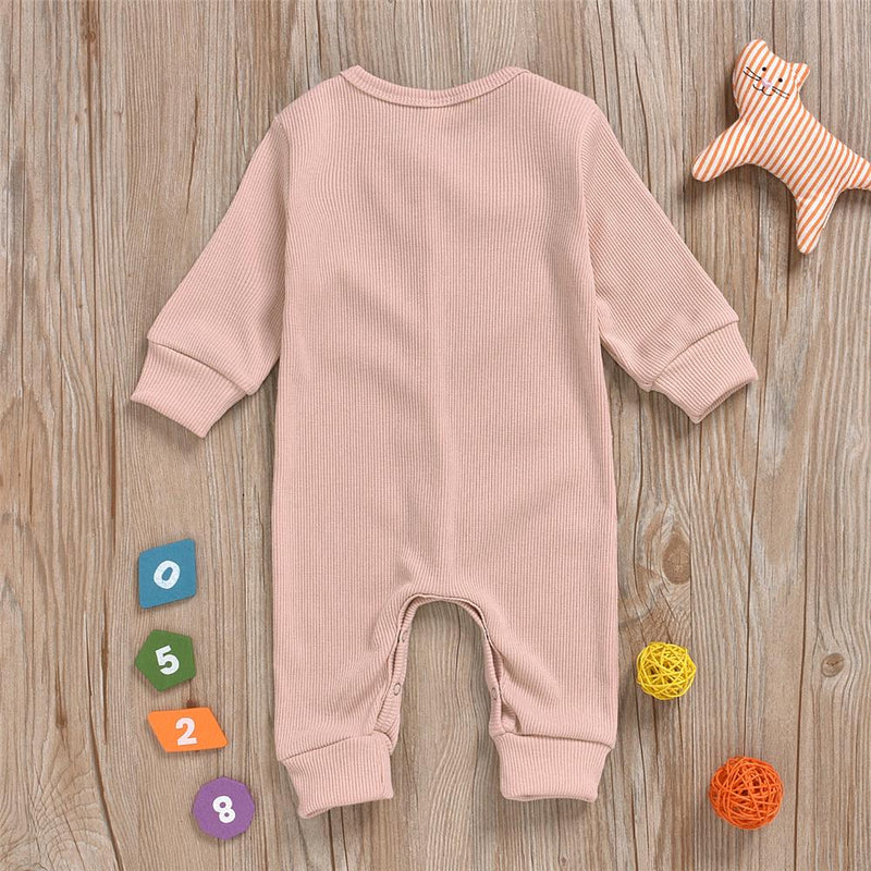 Baby Unisex Long Sleeve Solid Color Romper Wholesale Baby Clothes - PrettyKid