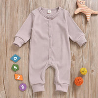 Baby Unisex Long Sleeve Solid Color Romper Wholesale Baby Clothes - PrettyKid
