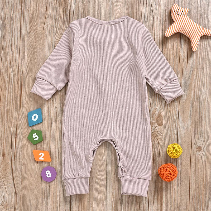 Baby Unisex Long Sleeve Solid Color Romper Wholesale Baby Clothes - PrettyKid