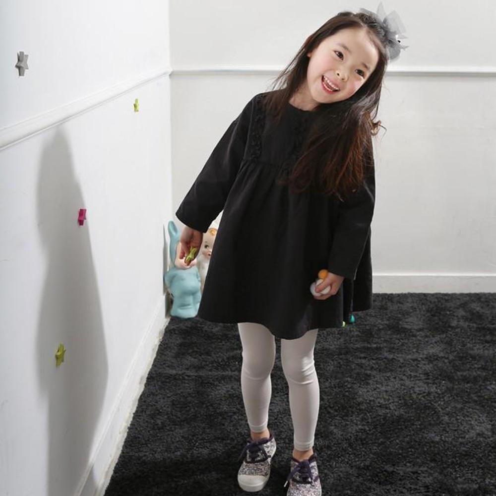 Girls Long Sleeve Solid Color Shirt Dress - PrettyKid