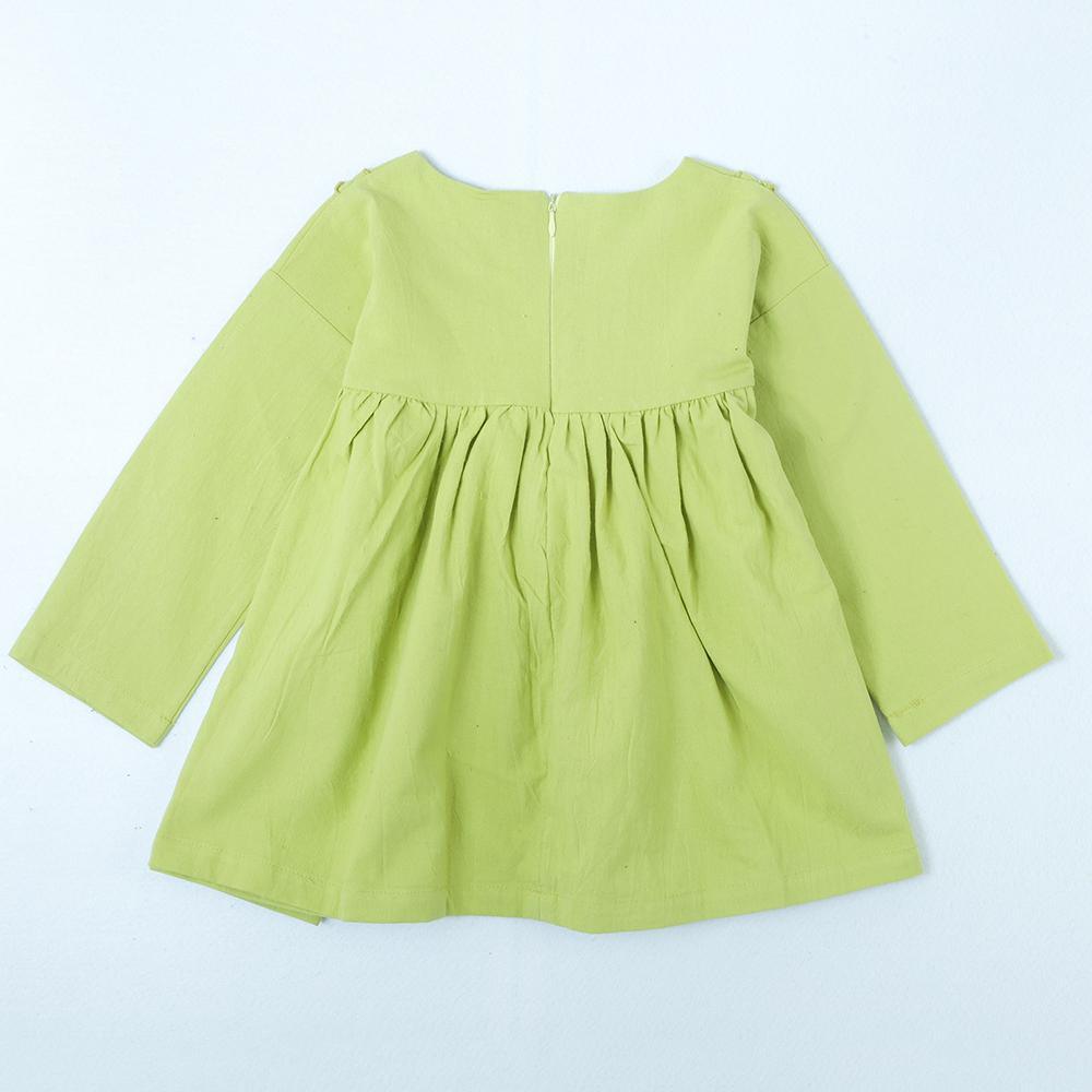 Girls Long Sleeve Solid Color Shirt Dress - PrettyKid