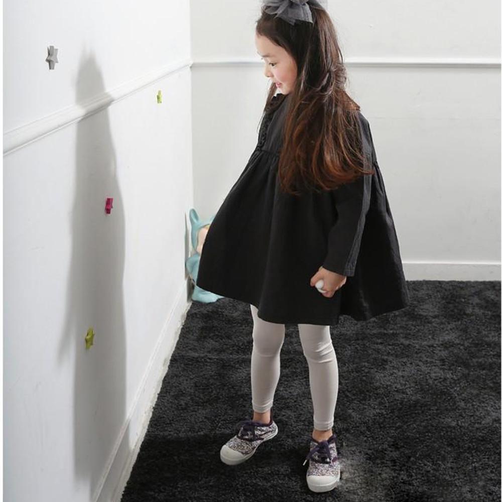 Girls Long Sleeve Solid Color Shirt Dress - PrettyKid
