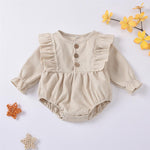 Baby Girls Long Sleeve Solid Corduroy Romper Boutique Baby Clothes Wholesale - PrettyKid